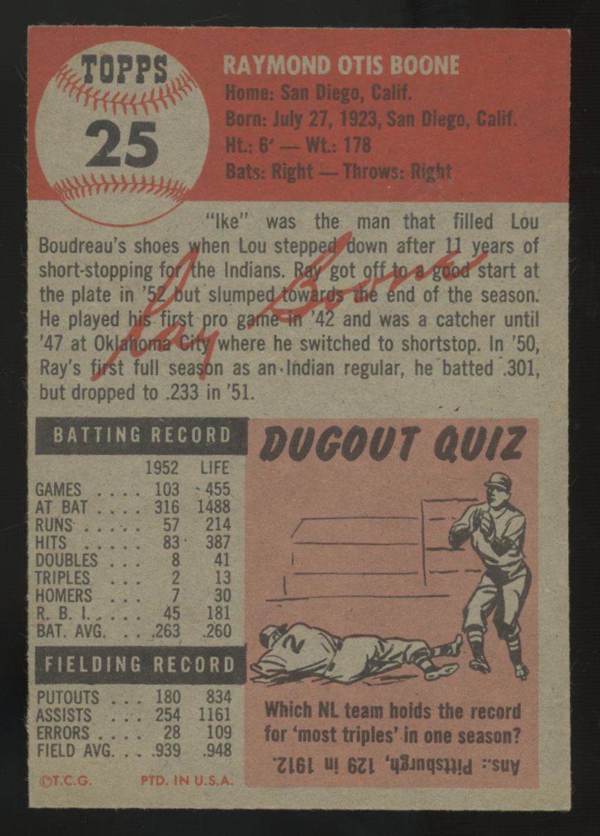 1953 Topps Ray Boone #25 EX/MT