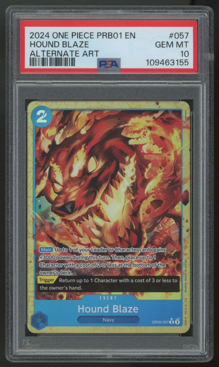 2024 One Piece Hound Blaze PRB01 Alt Art #057 PSA 10