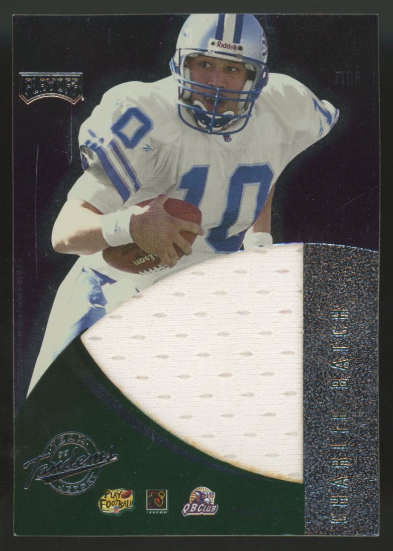 1999 Playoff Absolute EXP Barry Sanders Charlie Batch Team Tandems Dual Patch