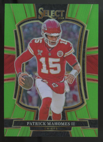 2025 Panini Select Patrick Mahomes II Premier Level Neon Green Prizm /49 #107