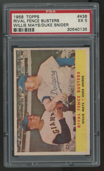1958 Topps Mays/Snider Rival Fence Busters #436 PSA 5 *135