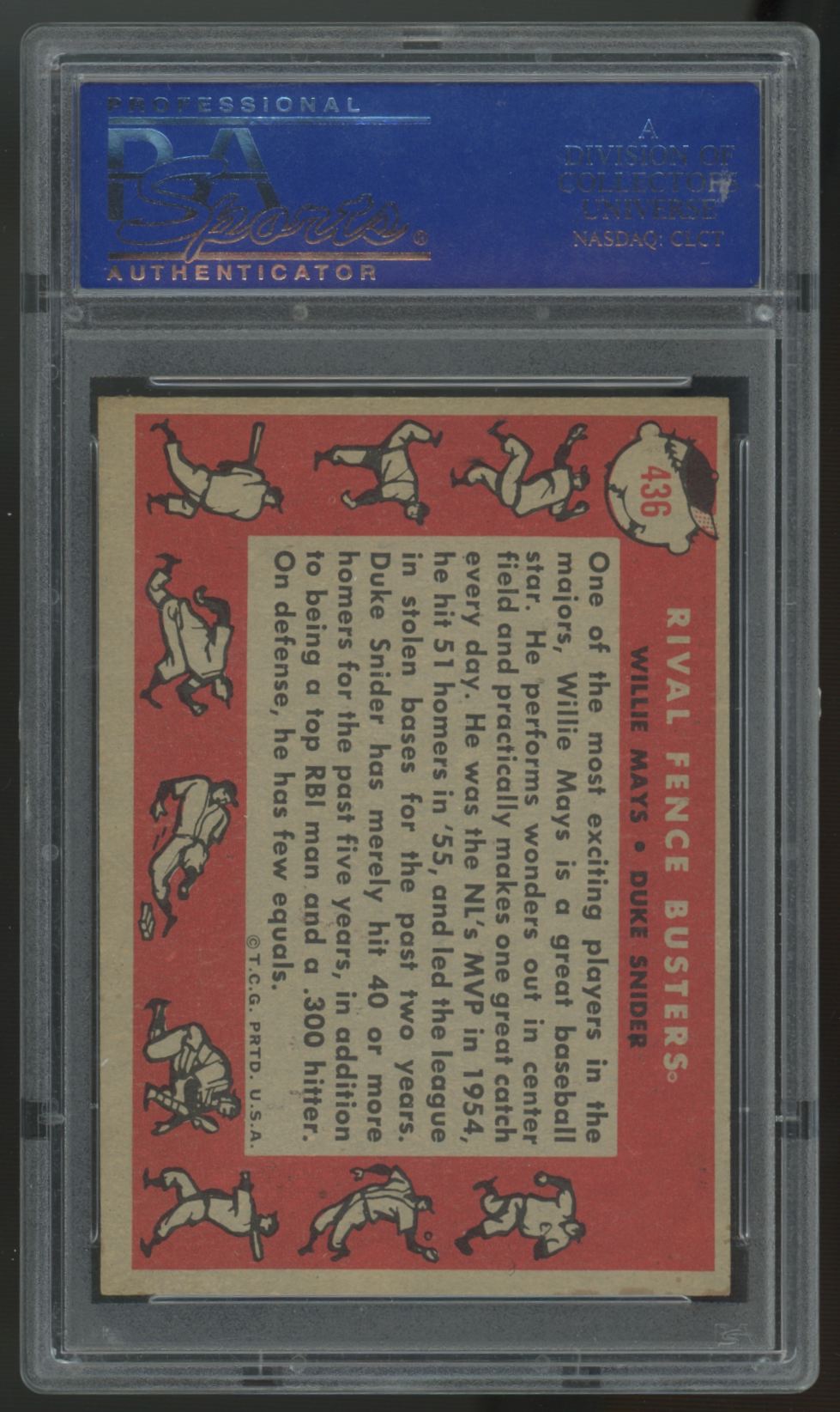 1958 Topps Mays/Snider Rival Fence Busters #436 PSA 5 *135