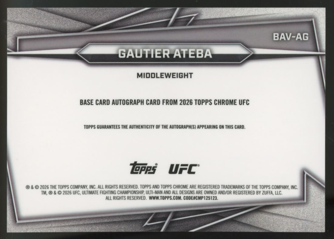 2026 Topps Chrome UFC Gautier Ateba RC Auto #BAV-AG