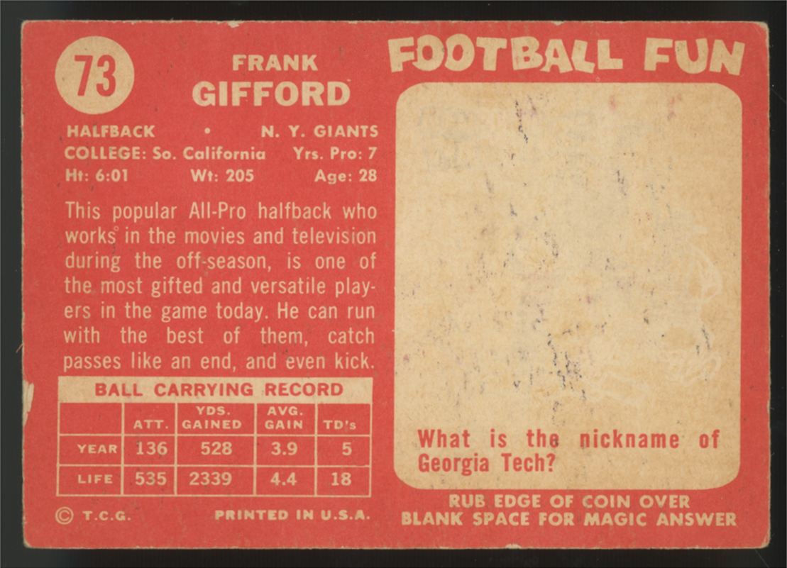 1958 Topps Frank Gifford #73 VG-VG/EX