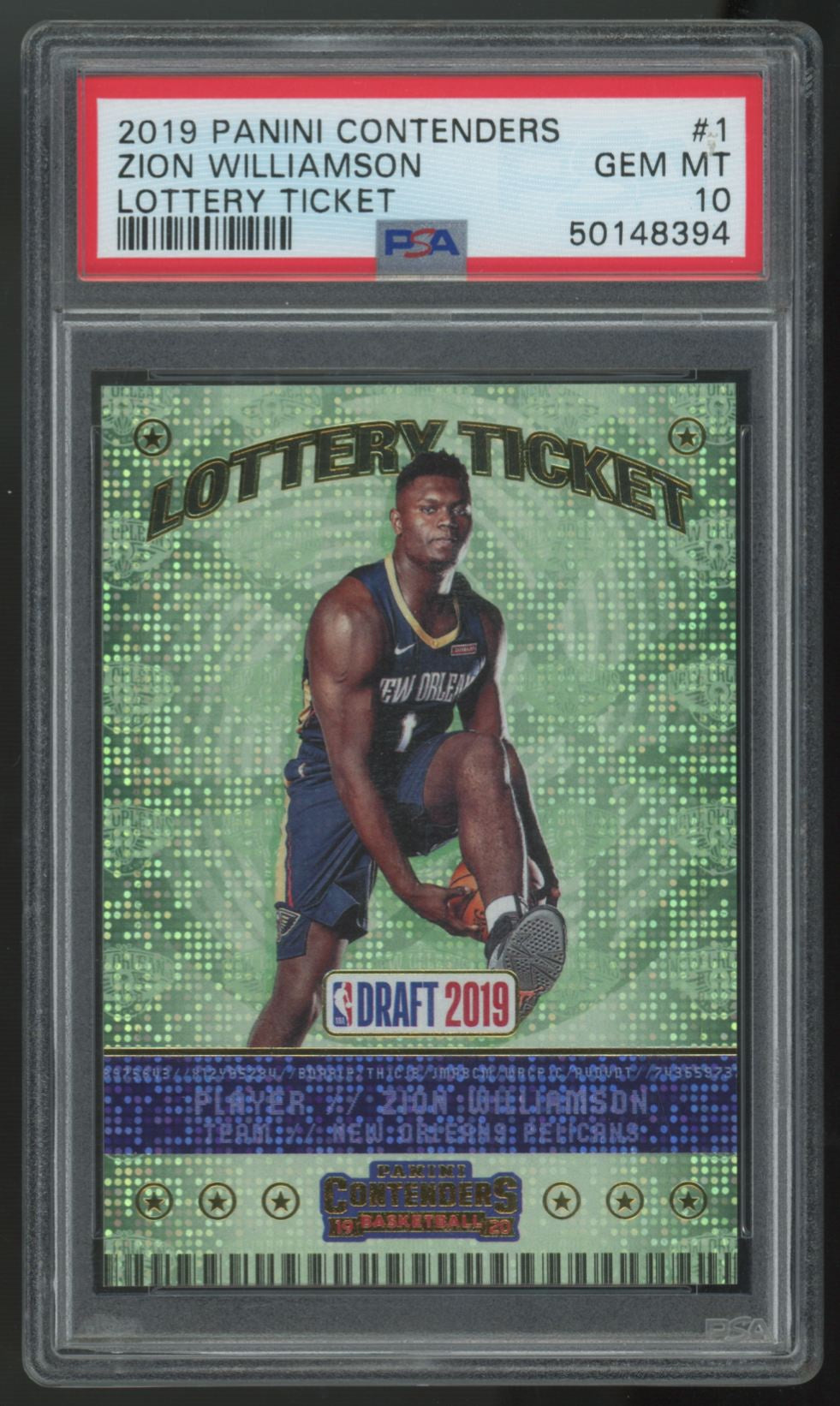 2019-20 Panini Contenders Zion Williamson Lottery Ticket #1 PSA 10