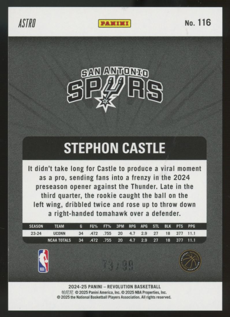 2024-25 Panini Revolution Stephon Castle RC Blue Astro /99 #116