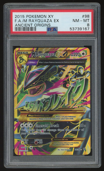 2015 Pokemon XY F.A./M Rayquaza EX ~ Ancient Origins Graded PSA 8 NM-MT