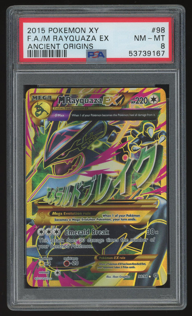 2015 Pokemon XY F.A./M Rayquaza EX ~ Ancient Origins Graded PSA 8 NM-MT
