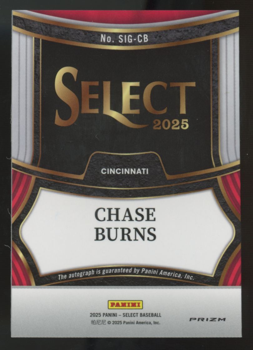 2025 Panini Select Chase Burns RC Auto #SIG-CB