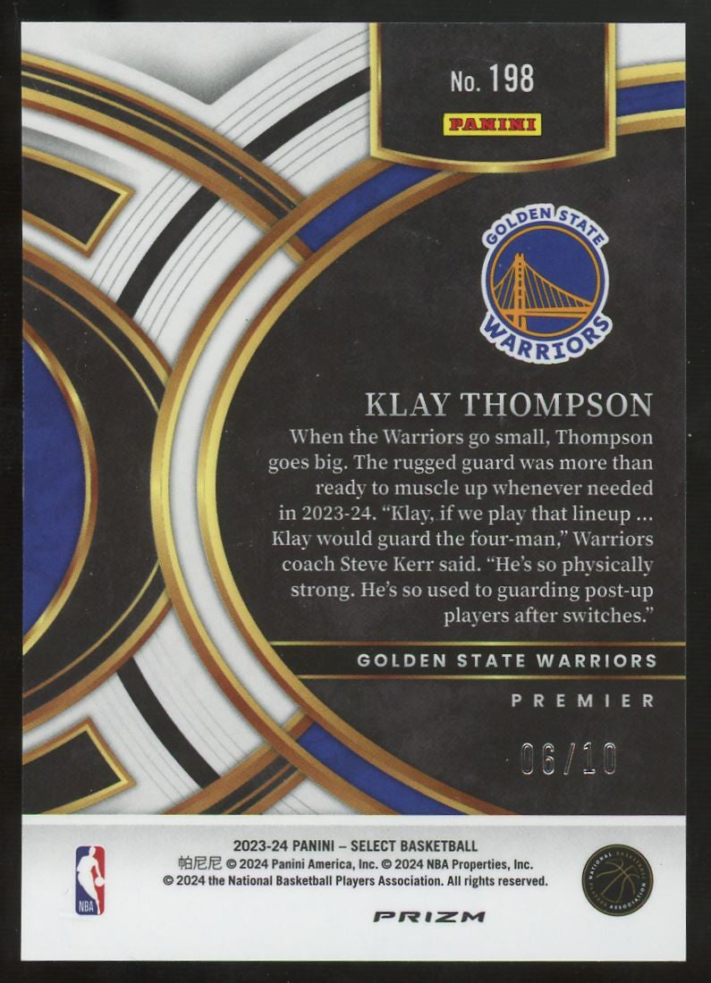 2023-24 Select Klay Thompson Premier Gold Tectonic /10 #198