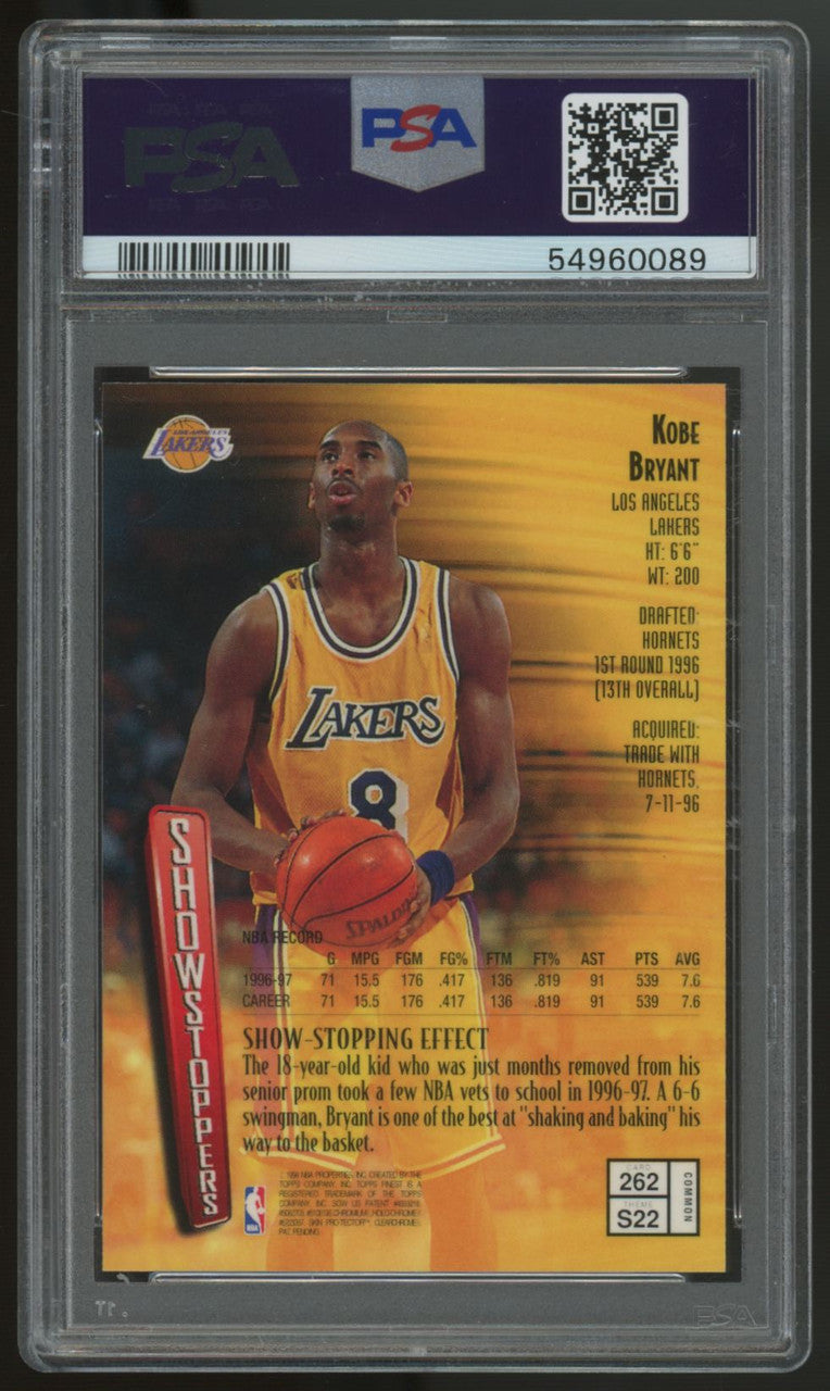 1997-98 Topps Finest Basketball Kobe Bryant Showstoppers #262 PSA 10