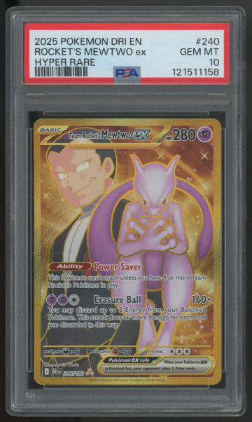 2025 Pokemon Rocket's Mewtwo Destined Rivals Hyper Rare #240 PSA 10
