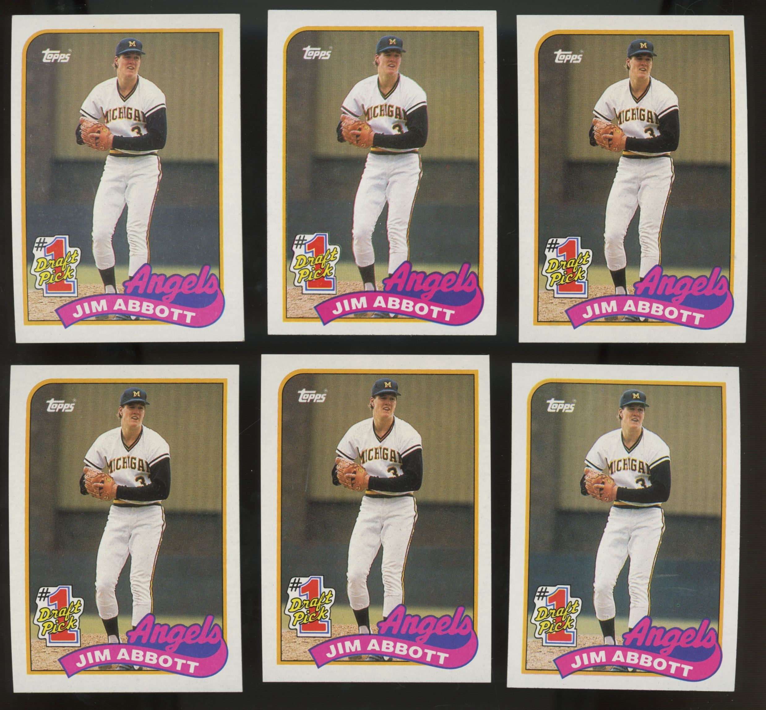1989 Topps Jim Abbott RC #1 Draft Pick #573 (Lot Of 50) "A"