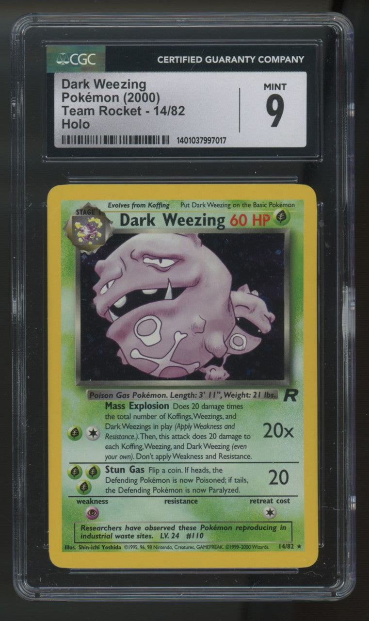 2000 Pokemon Dark Weezing Team Rocket Holo #14 CGC 9