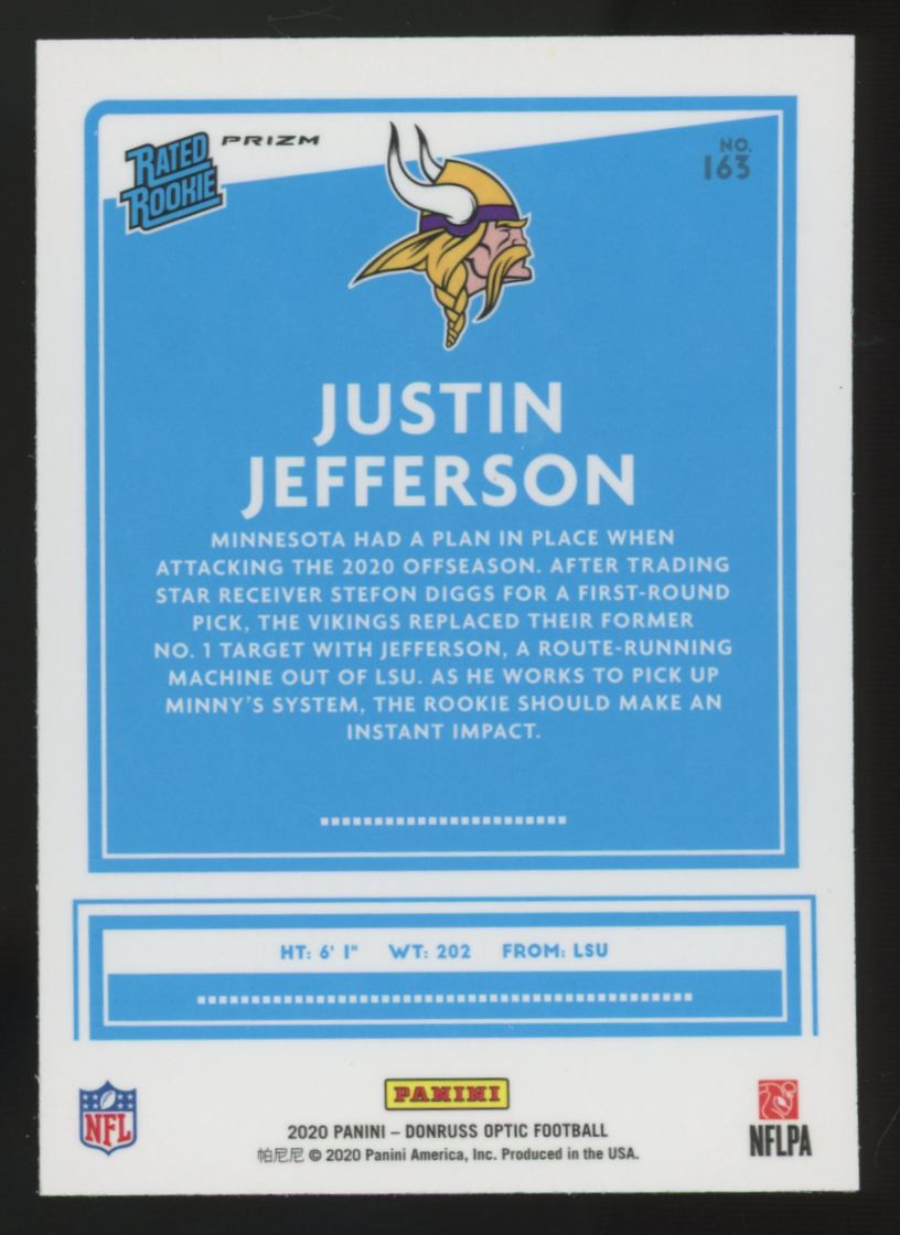 2020 Donruss Optic Justin Jefferson RC Rated Rookie Blue Scope #163