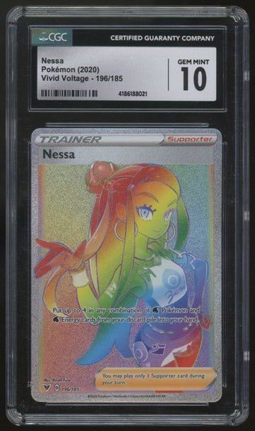 2020 Pokemon Nessa Vivid Voltage Secret Full Art #196 CGC 10