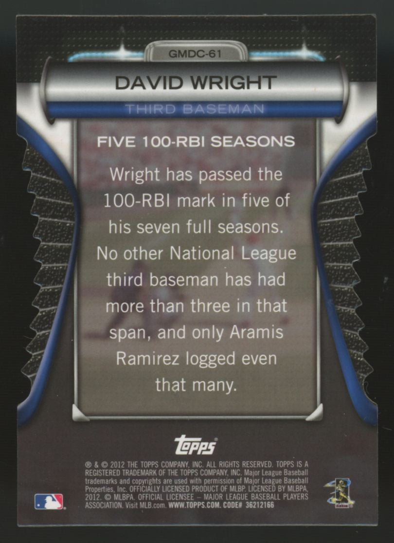 2012 Topps David Wright Golden Moments Gold Die-Cut /99 #GMDC-61