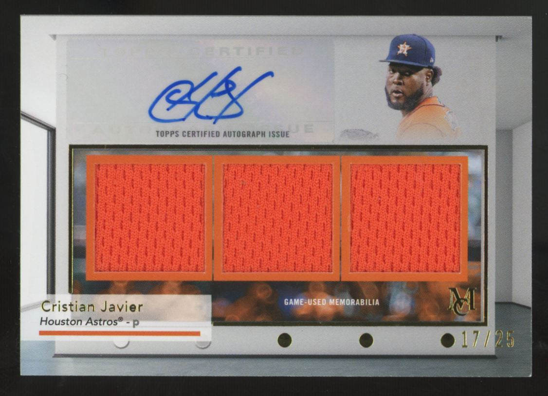 2024 Museum Collection Cristian Javier Gold Triple Patch Auto /25 #SWTRA-CJ