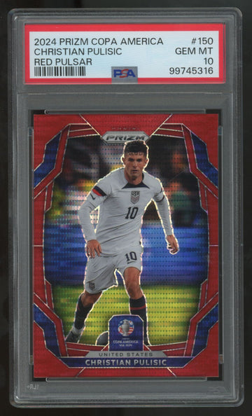 2024 Prizm Copa America Christian Pulisic Red Pulsar /125 #150 PSA 10