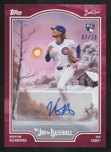 2025 Topps x Bob Ross Kevin Alcantara RC Alizarin Crimson Auto /10 #92C