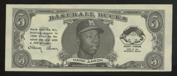 1962 Topps Baseball Bucks Hank Aaron Unfolded EX