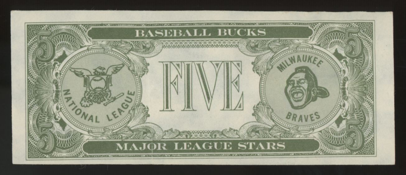 1962 Topps Baseball Bucks Hank Aaron Unfolded EX