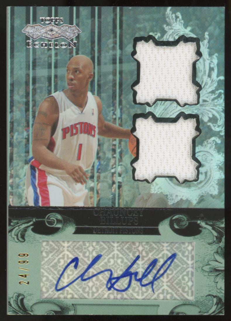 2007-08 Topps Echelon Chauncey Billups Dual Patch Auto /99 #TEADR-CBI