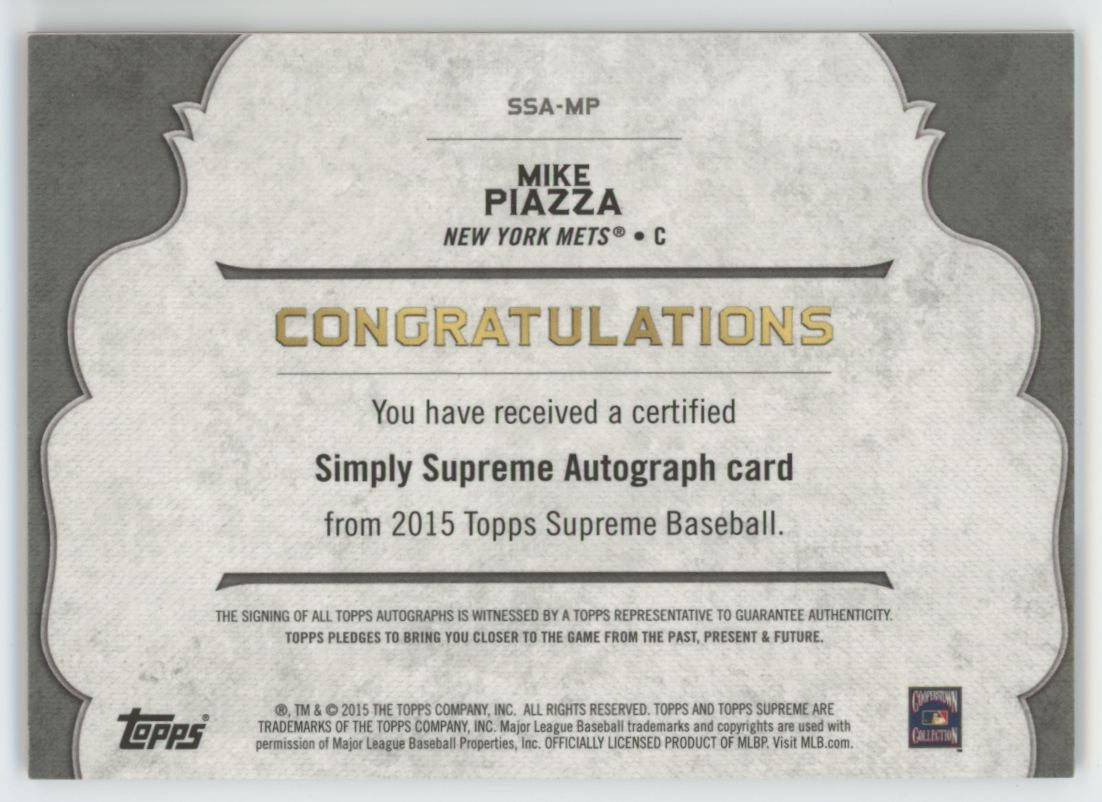 2015 Topps Supreme Mike Piazza Simply Supreme Auto Red /5 #SSA-MP