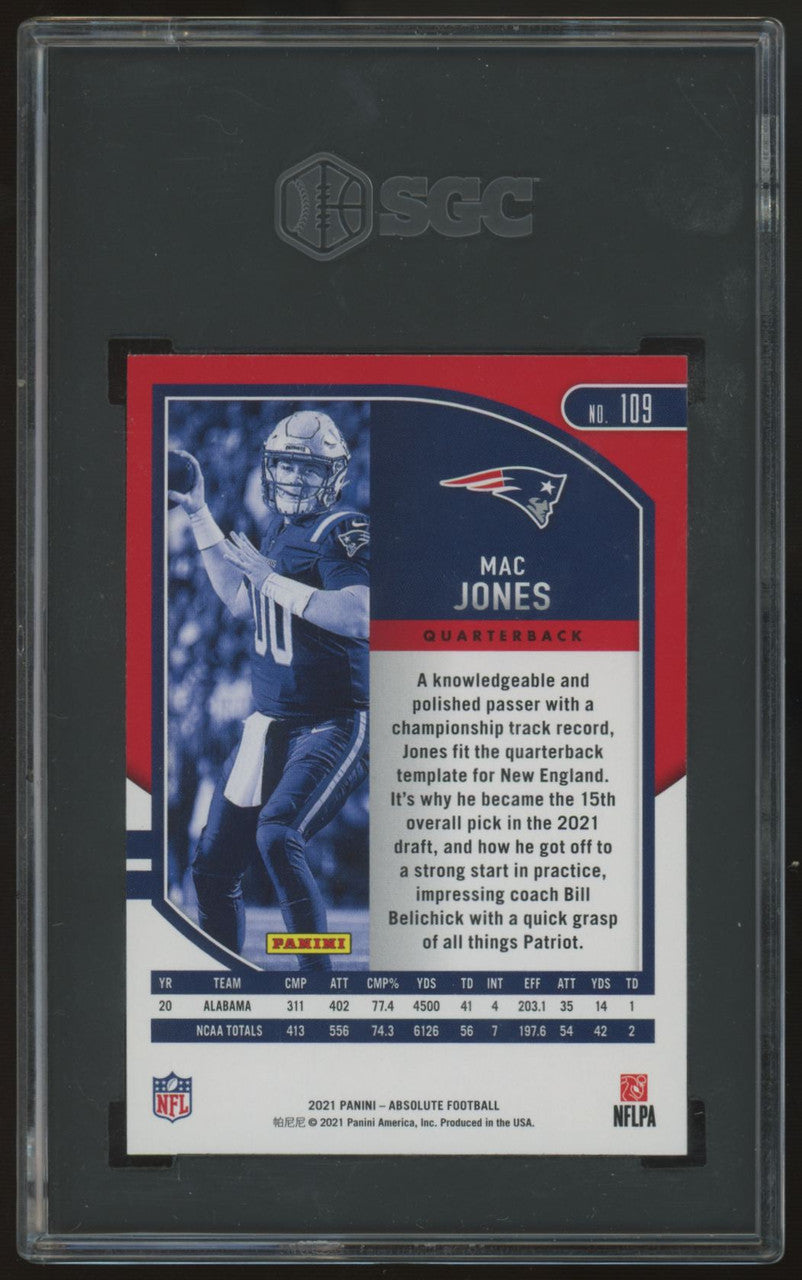 2021 Panini Absolute Mac Jones RC Retail #109 SGC 9.5