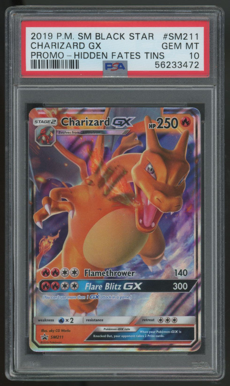 2019 Pokemon Charizard GX Hidden Fates Promo #SM211 PSA 10 (D)