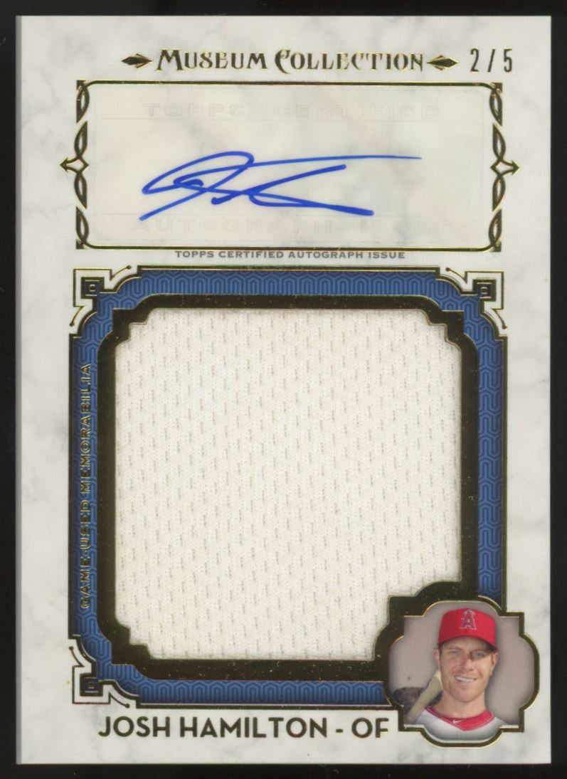 2014 Museum Collection Josh Hamilton Momentous Material Patch Auto /5 #MMAR-JH