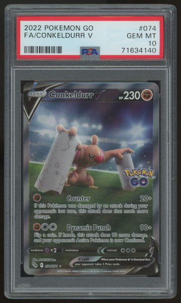 2022 Pokemon Conkeldurr V GO Full Art #074 PSA 10