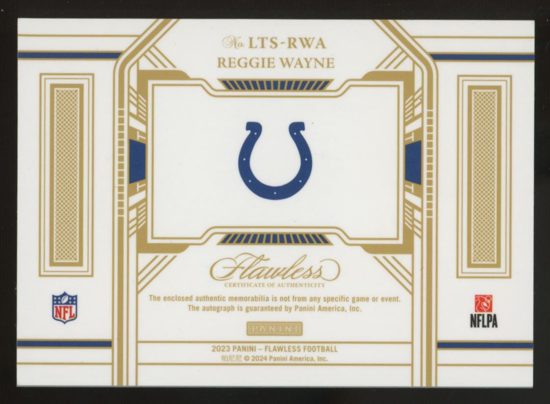 2023 Panini Flawless Reggie Wayne Symbolic Nike Swoosh Patch Auto /2 #LTS-RWA