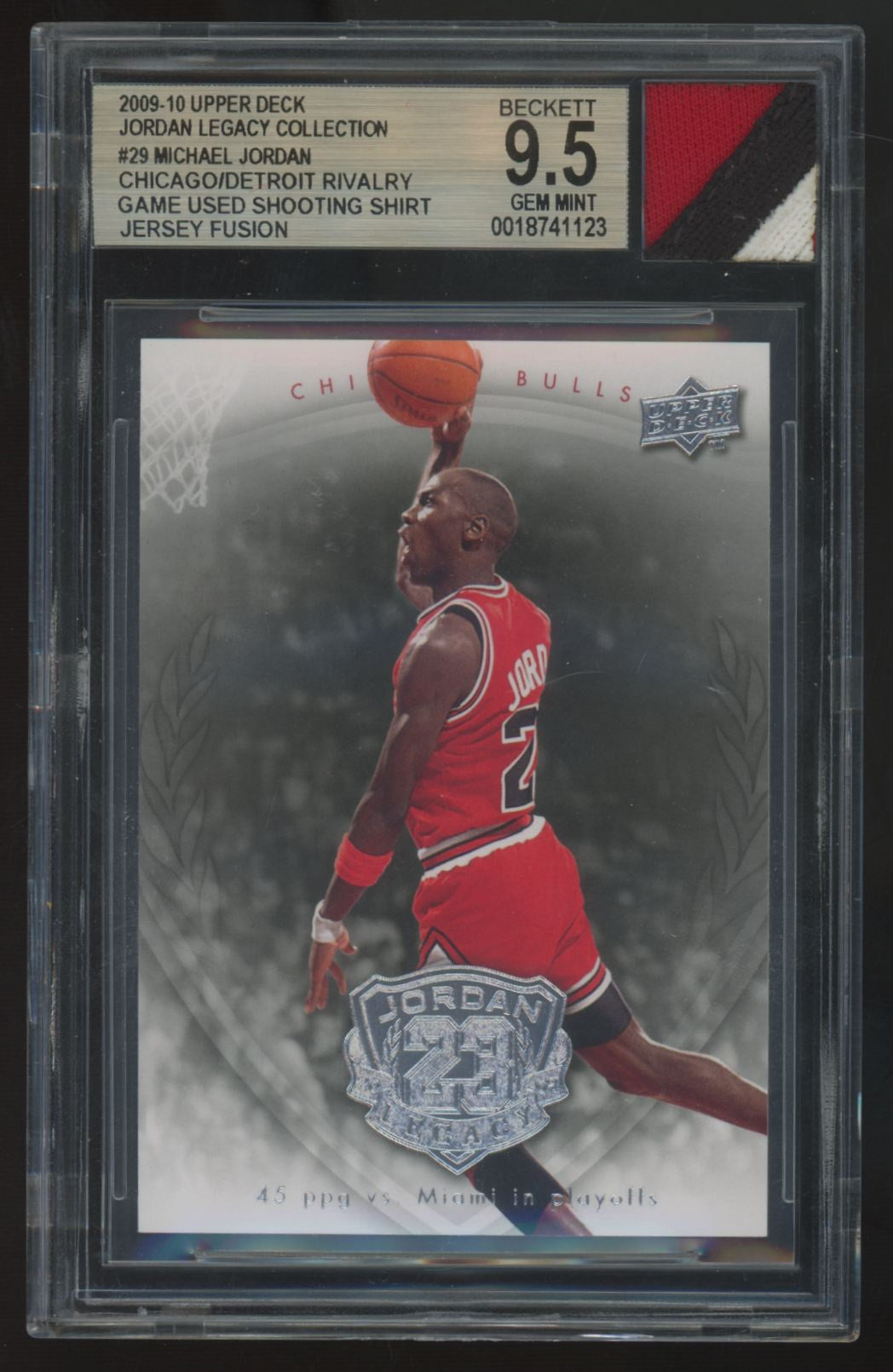 2009-10 UD Michael Jordan Shirt Jersey Fusion Legendary Patch #29 BGS 9.5