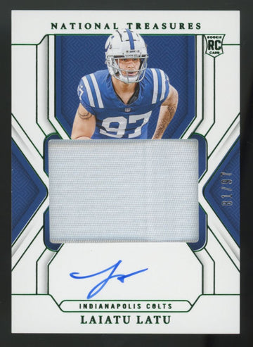 2024 National Treasures Laiatu Latu RC Green Jersey Number Patch Auto RPA /97