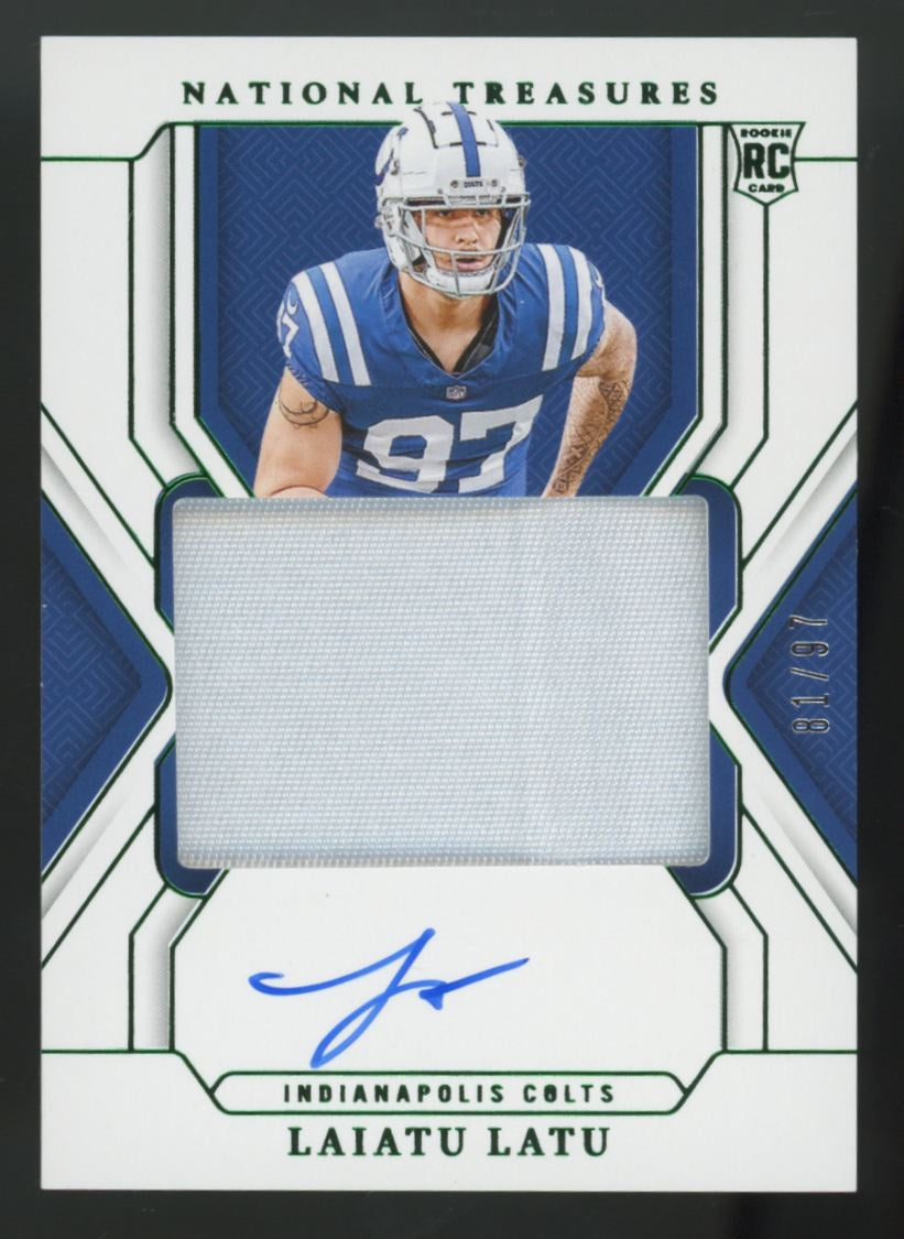 2024 National Treasures Laiatu Latu RC Green Jersey Number Patch Auto RPA /97