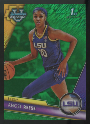 2023-24 Bowman Chrome U Angel Reese 1st Green Shimmer Refractor /99 #49