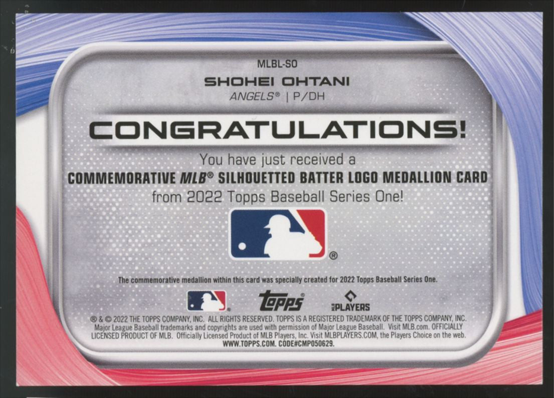 2022 Topps Shohei Ohtani Commemorative Silhouetted Batter Logo Medallion