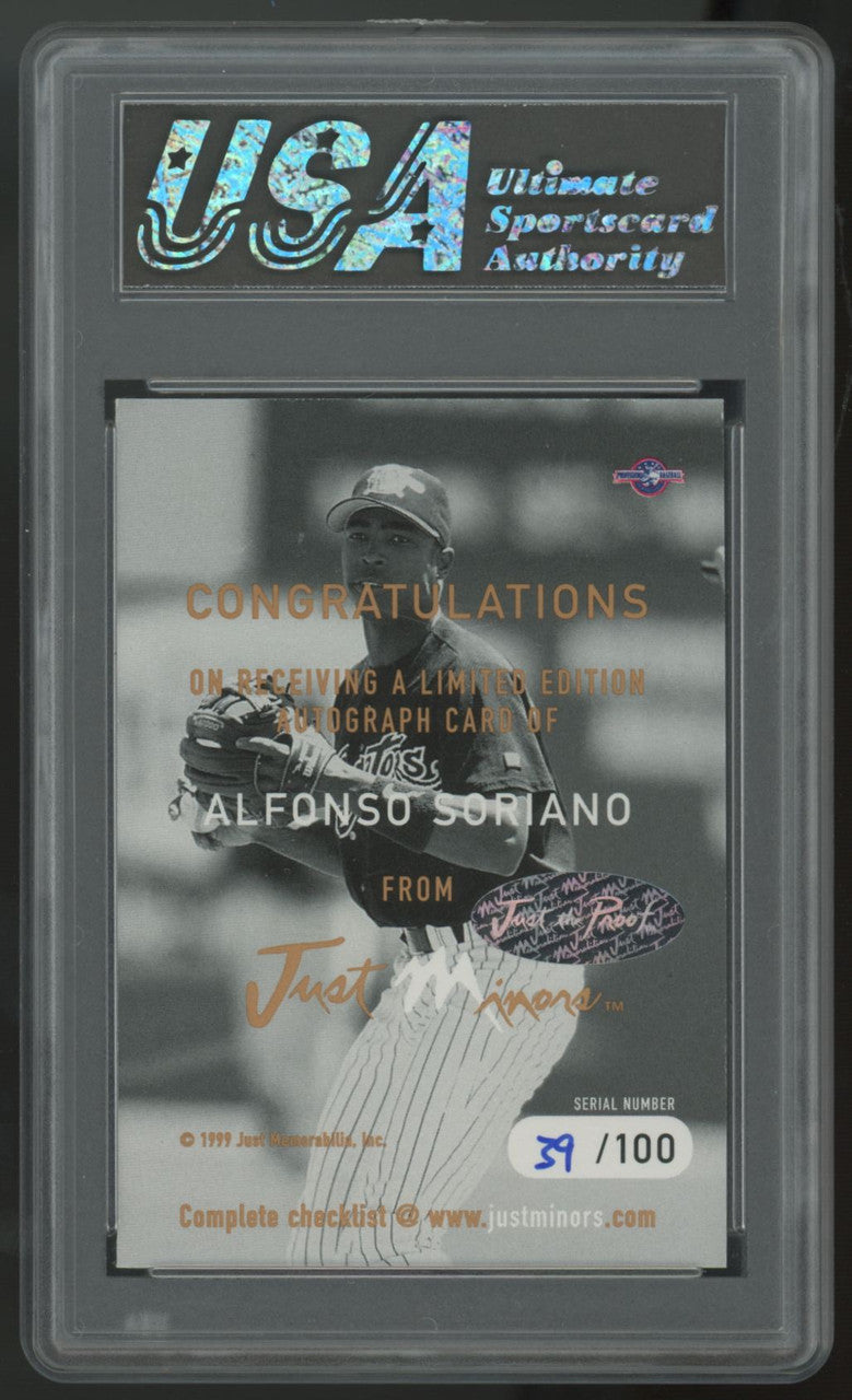 1999-00 Just Minors Alfonso Soriano Debuts Auto /100 USA 8