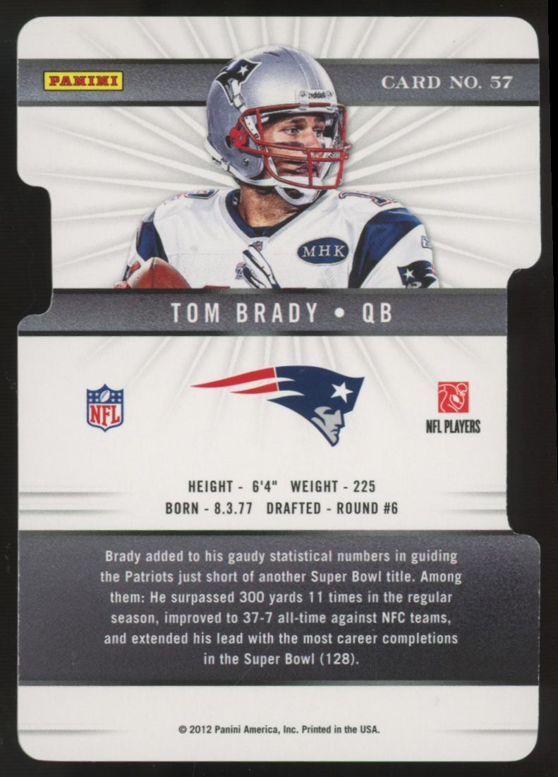2012 Panini Elite Tom Brady Aspirations Die-Cut /88 #57