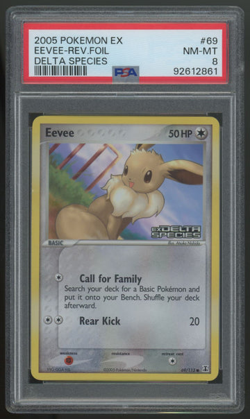 2005 Pokemon Eevee Delta Species Reverse Holo #69 PSA 8