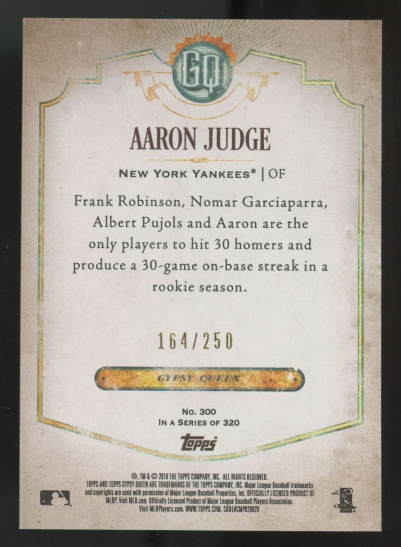 2018 Topps Gypsy Queen Aaron Judge Indigo /250 #300