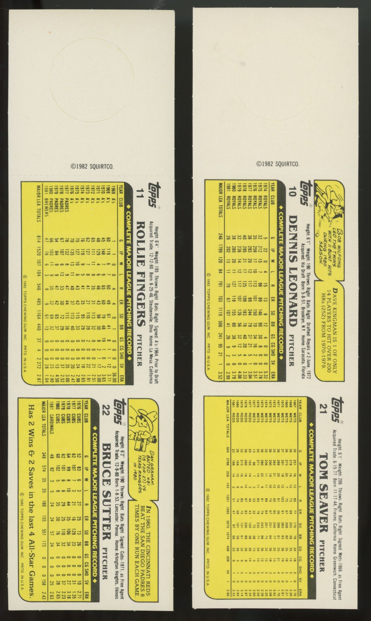 1982 Topps Squirt Baseball Complete Set (22/22)