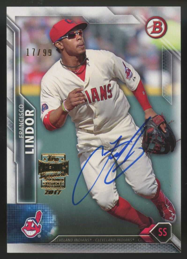 2017 Topps Archives Signature Series Francisco Lindor 2016 Bowman Auto /99 #28