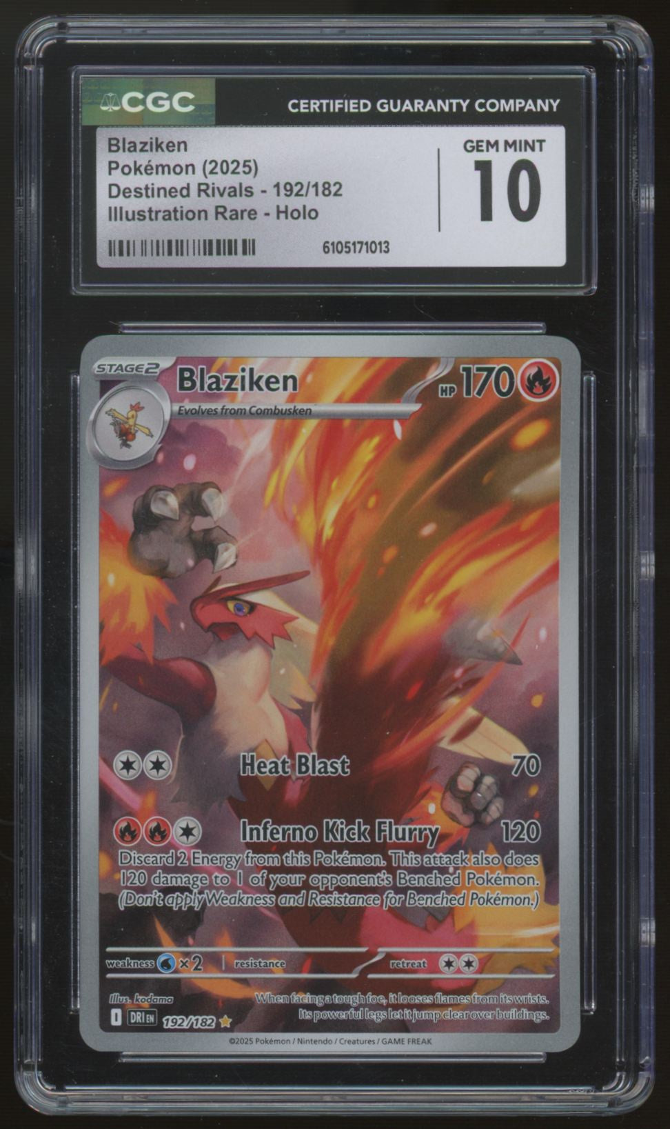 2025 Pokemon Blaziken Destined Rivals Illustration Rare #192 CGC 10