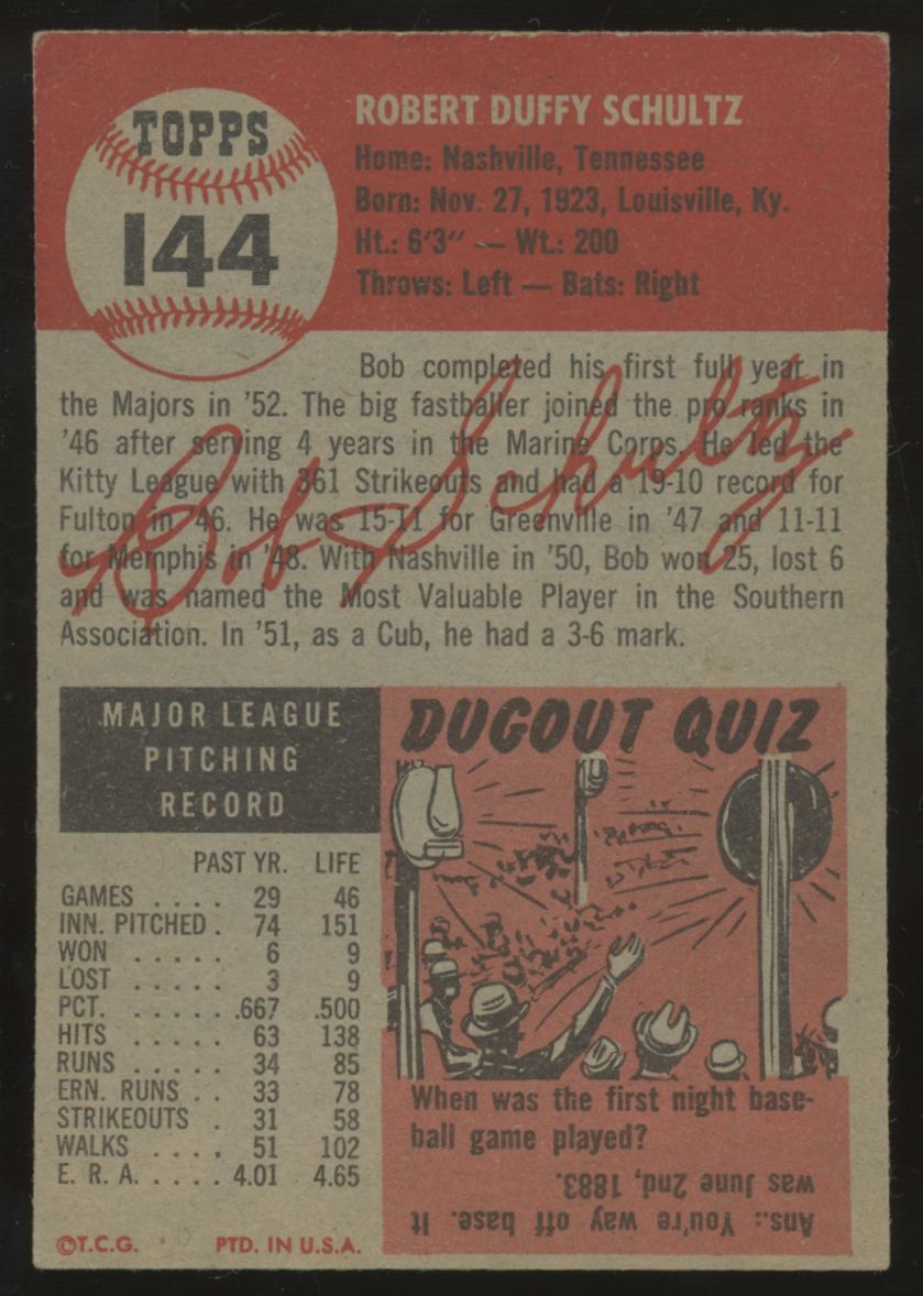 1953 Topps Bob Schultz #144 VG - VG/EX