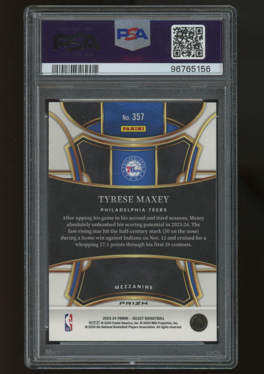 2023/24 Select Tyrese Maxey RC Green Ice Mezzanine Level #357 PSA 10