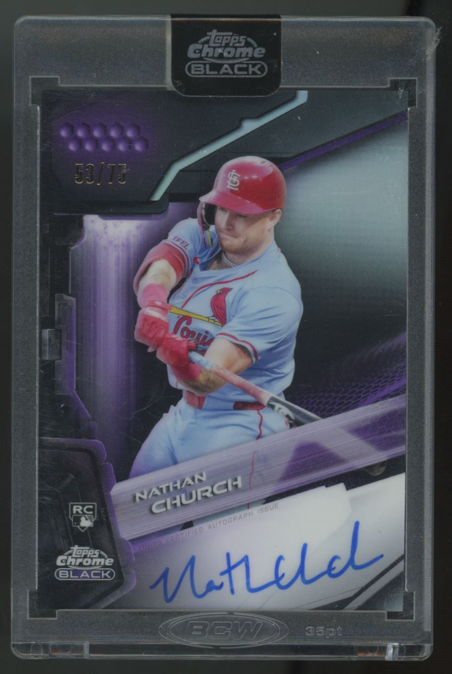 2026 Topps Chrome Black Nathan Church RC Purple Auto /75 #CBA-NC