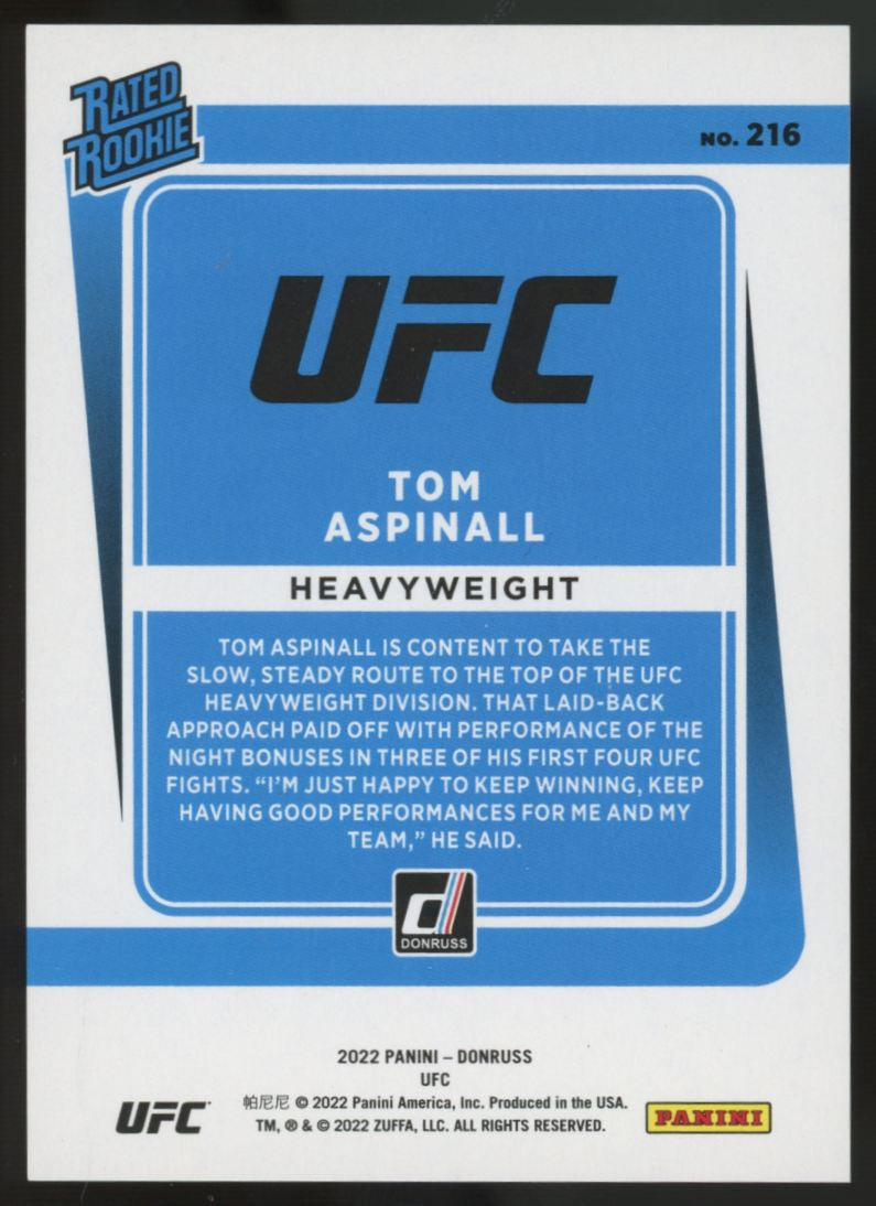 2022 Donruss UFC Tom Aspinall Rated Rookie Purple Laser Holo /99 #216