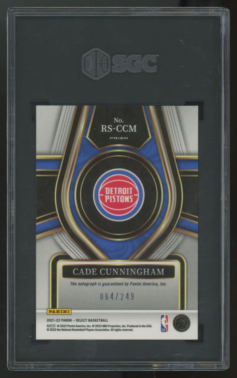 2021-22 Panini Select Cade Cunningham RC Auto /249 #RS-CCM SGC 9 10 *Read*